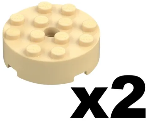 Lego Part 87081 Tan BRICK Round 4 x 4 with Center Hole Qty 2 TN4