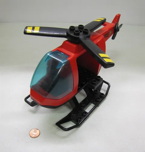 Lego Duplo RED FIRE & RESCUE HELICOPTER PROPELLER SKIDS WIND SCREEN 4967