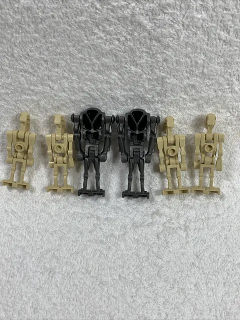 Lego Star Wars Droid Minifigures Lot of 6  Tan Gray Super Battle Droid Mint Rare