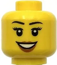 Lego New Yellow Female Head Large Smile Big White Teeth