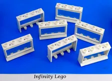 6 LEGO Vintage White Classic Window 1x4x2 with 2 Holes on Top with Fixed Glass