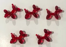 LEGO Balloon Dog Figures Trans Red Transparent Lot of 5 Genuine LEGO Animal Deco