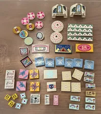 LEGO Friends Lot of 57 Printed Tile Lot – Castles, Presents, Pool, Celebrations