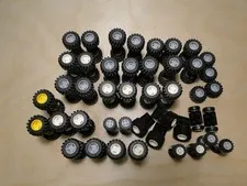 LEGO Tires Gray White Plastic Lot Rims Wheels Vintage Yellow Small Axles Parts