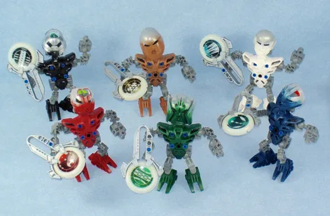 Lego Bionicle METRU NUI MATORAN (8607 ~ 8612) with Glow in the Dark KANOKA DISKS