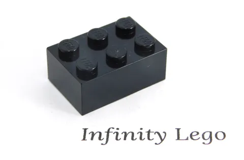 20 LEGO Black Bricks 2 x 3 (3002) - (20 Pieces)