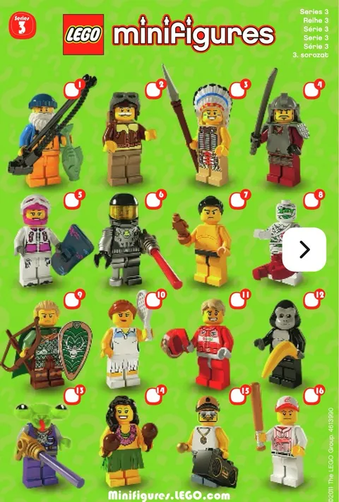 LEGO Minifigures Series 3 Complete Set Of 16 Minifigures 8803 NEW Factory Sealed
