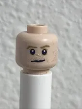 LEGO Minifigure Head Light Nougat, dark tan eyebrows subtle beard stubble