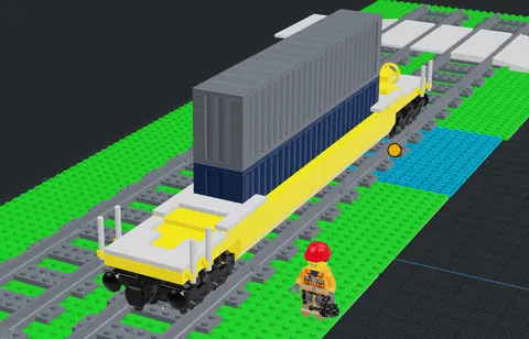 Custom lego Train TTX intermodal Well Car W/ Containers (read)