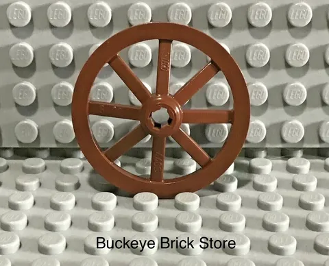 LEGO One Large Reddish Brown Wagon Wheel 33mm