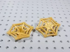 LEGO Lot of 2 Pearl Gold Spiderwebs w/ Pin on Back Weapon Minifig AZ