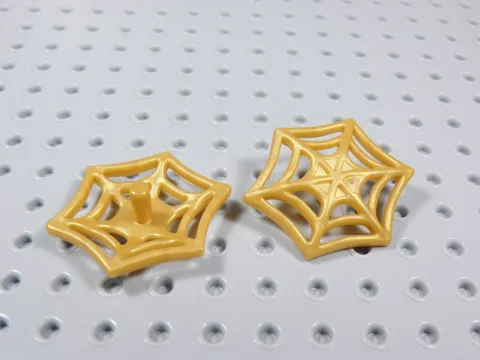 LEGO Lot of 2 Pearl Gold Spiderwebs w/ Pin on Back Weapon Minifig AZ