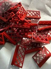 LEGO- NEW #3185-DARK RED-FENCE 1 X 4 X 2 LATTICE-10 PIECES