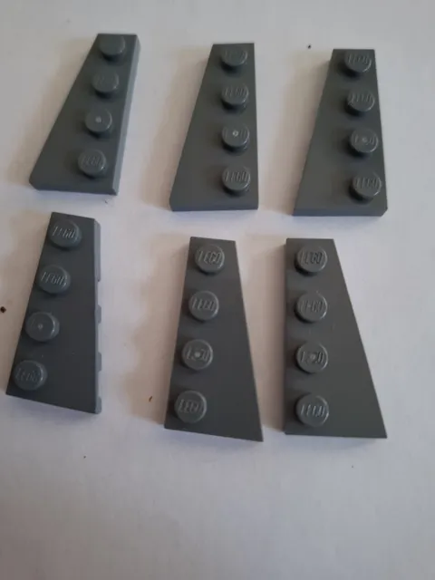 No 394.  3x Lego Wing Plate 41769 & 41770 Dark Grey