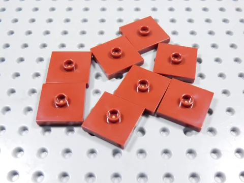 LEGO Lot of 8 Dark Red 2x2 Smooth Plates w/ Stud in Center BD