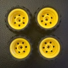 LEGO Wheels Yellow 30.4 x 20mm , 43.2 x 26mm Tires - Lot of 4