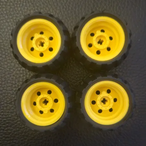 LEGO Wheels Yellow 30.4 x 20mm , 43.2 x 26mm Tires - Lot of 4