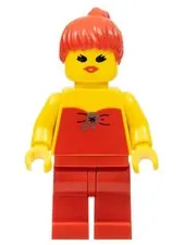 LEGO® Minifigure Town fbr003 Red Halter Top Red Legs Red Ponytail Hair