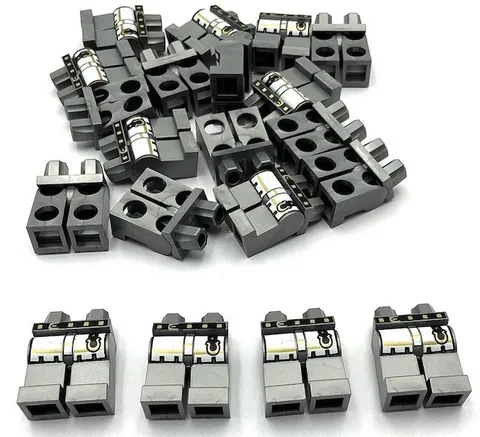 Lego 20 New Flat Silver Pants Legs w/ White Surcoat Ends Gold Trim Parts