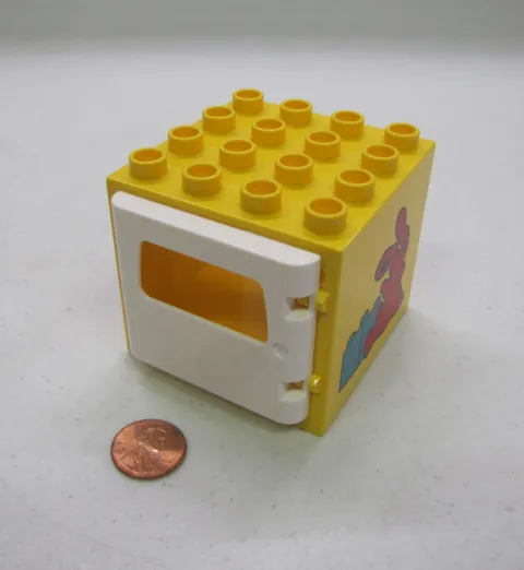 Lego Duplo Yellow & White Door Bus Part Window Pane Door #4 Building Block 4 X 4