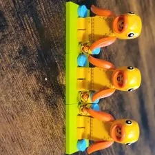 LEGO Printed Fish Figures Lot of 3 Yellow Orange w/ Lime Green Base Plate