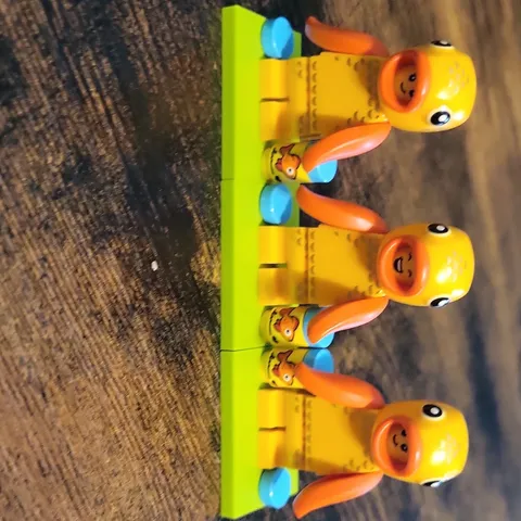 LEGO Printed Fish Figures Lot of 3 Yellow Orange w/ Lime Green Base Plate