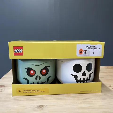 LEGO Halloween Edition  Storage Head Small 2 Piece Set Zombie and Skeleton