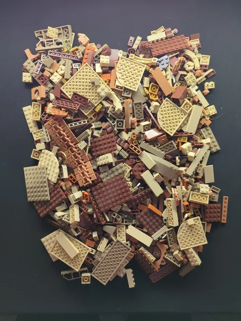 Lego Bulk Lot (3.5 lbs) - Brown and Tan - Assorted PCs - Clean