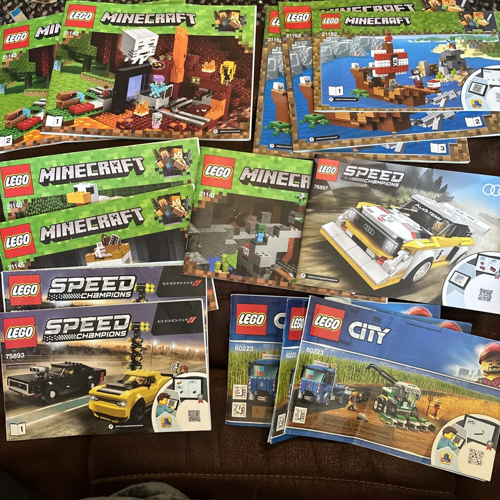 Lego Minecraft Speed And City Instruction Books ONLY. Lot Of 12 instructions
