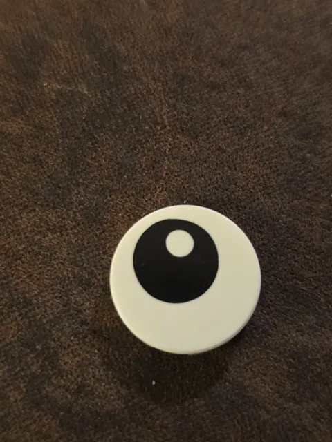 Lego Round 1x1 Tile White With Black Eye White Pupil Pattern Part # 98138pb007