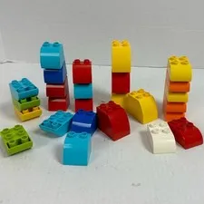 Duplos Lot of 26 Curved Top Slope Blocks Bricks Assorted Sizes Colors