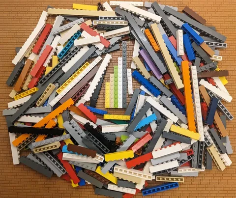 LEGO Brick 1x16 1x12 1x10 1x8 1x6 300pcs Mixed Color Bulk Lot Cleaned 1x Wide