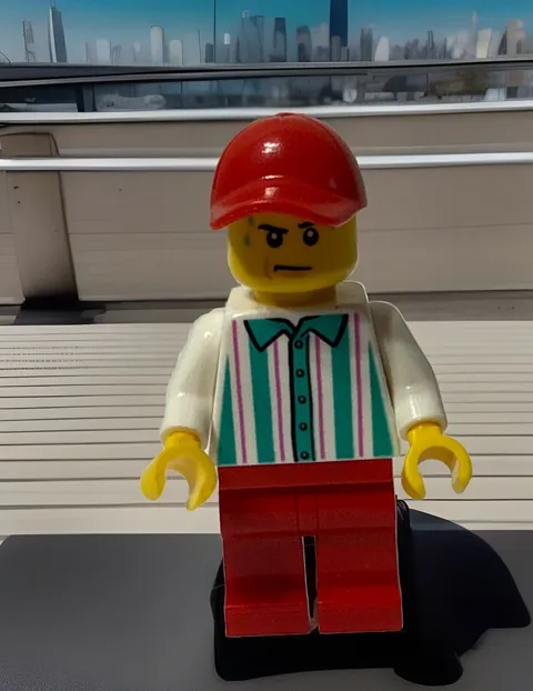 LEGO Minifigure Hot Dog Vendor - Red Legs Cap Sweat Drops City Recreation 1434