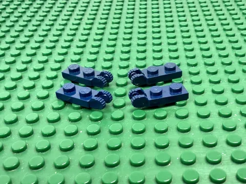 4x LEGO Dark Blue Hinge Plate 1 x 2 Locking 2 Fingers End 7252 7283 #44302