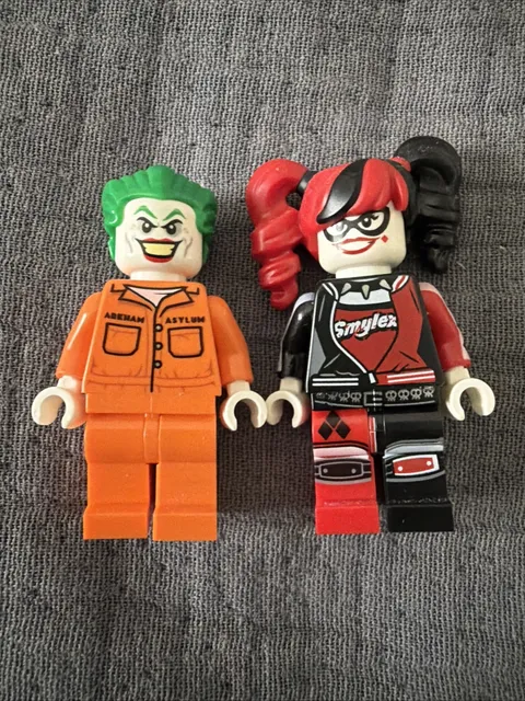 LEGO Joker Arkham Asylum & Harley Quinn Smylex Minifigures Lot Comics  Jumpsuit