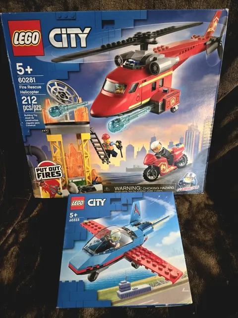 LEGO CITY: Fire Rescue Helicopter 60281 & 60323 Vehicle Stunt Plane ( RETIRED)