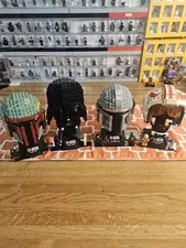 LEGO Star Wars Set of 4 Helmets w Minifigs Added To Display Stand +$100 In Value