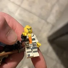 LEGO Prisoner/Inmate Minifigure Black & White Striped Outfit Yellow Head
