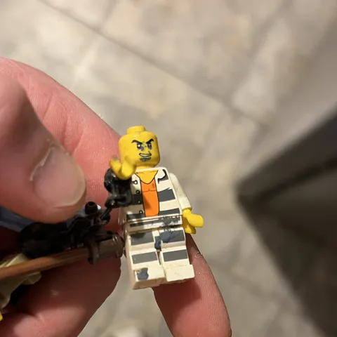 LEGO Prisoner/Inmate Minifigure Black & White Striped Outfit Yellow Head
