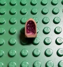 Lego New Dark Tan Rock 1 x 1 Geode w/ Molded Glitter Trans-Dark Pink Crystals