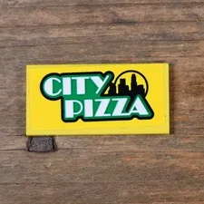 LEGO City Yellow Tile 2 x 4 'CITY PIZZA' and Skyline Pattern 87079pb0397