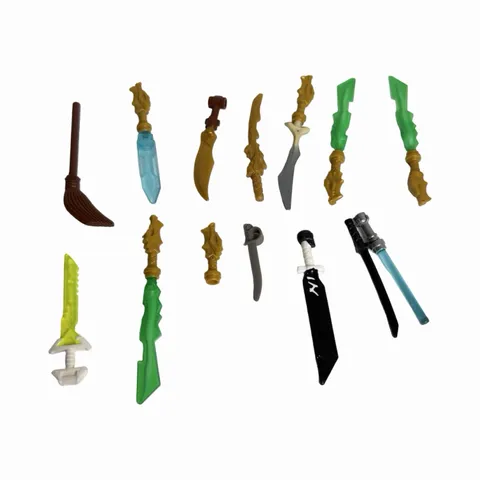 LOT OF 14 AUTHENTIC LEGO NINJANGO SWORDS GOLD GRAY BLACK RED PINK ORANGE YELLOW