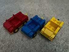3pcs lego duplo vintage car Red Blue & Yellow