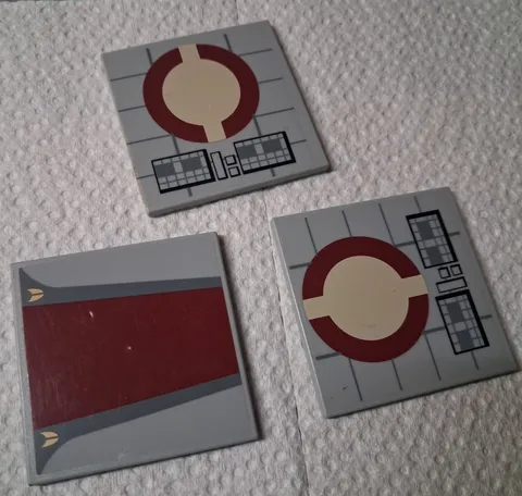 J Lego Lot 3 Tile w/ Sticker 6881pb04 6881pb05 8039 Star Wars