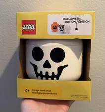 LEGO Storage Head Small Halloween Edition Skull White/Black Plastic 4+