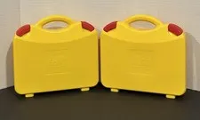 2 - LEGO Classic Yellow/Orange Carrying Case Storage Box w/Handle & Dividers