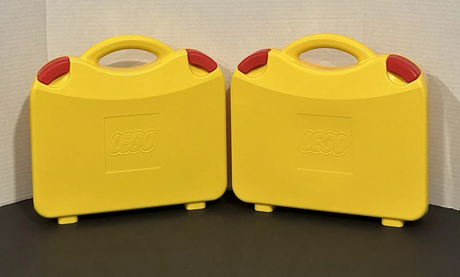 2 - LEGO Classic Yellow/Orange Carrying Case Storage Box w/Handle & Dividers