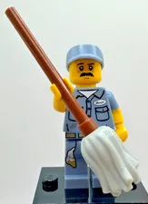 LEGO (71011) CMF Series 15 Janitor Minifigure col15-9 Complete New Mop Uniform