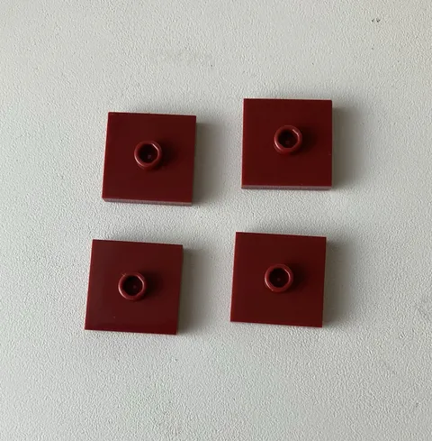 LEGO 4x NEW Plate 2x2 w/ Stud in Center Jumper DARK RED #87580/23893