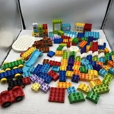 LEGO DUPLO Mix Lot of 135 Blocks Bricks Various Colors,Pieces, Wheel Bases